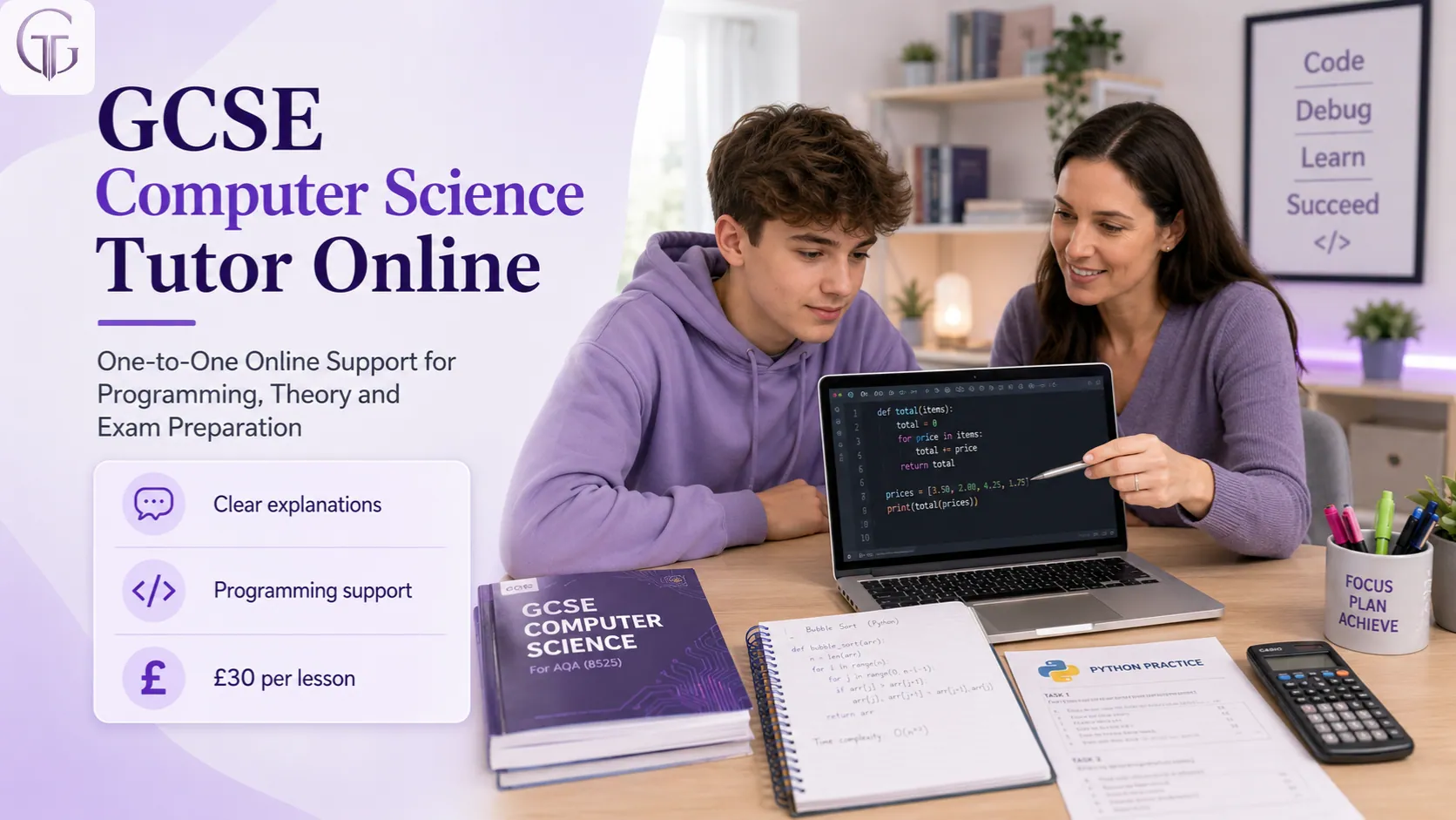 GCSE Computer Science tutor online for one-to-one support