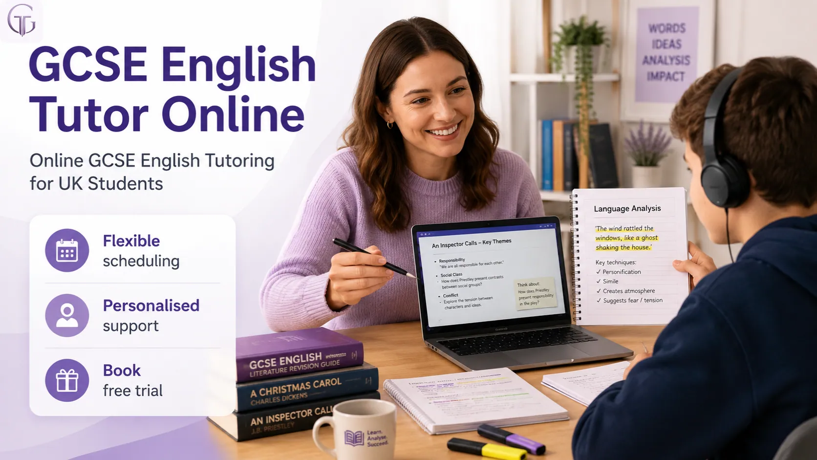 GCSE English tutor online for UK students