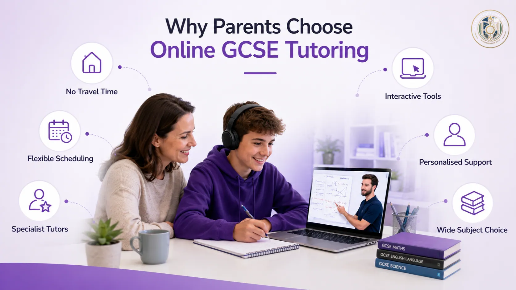 Parent and student choosing online GCSE tutoring support