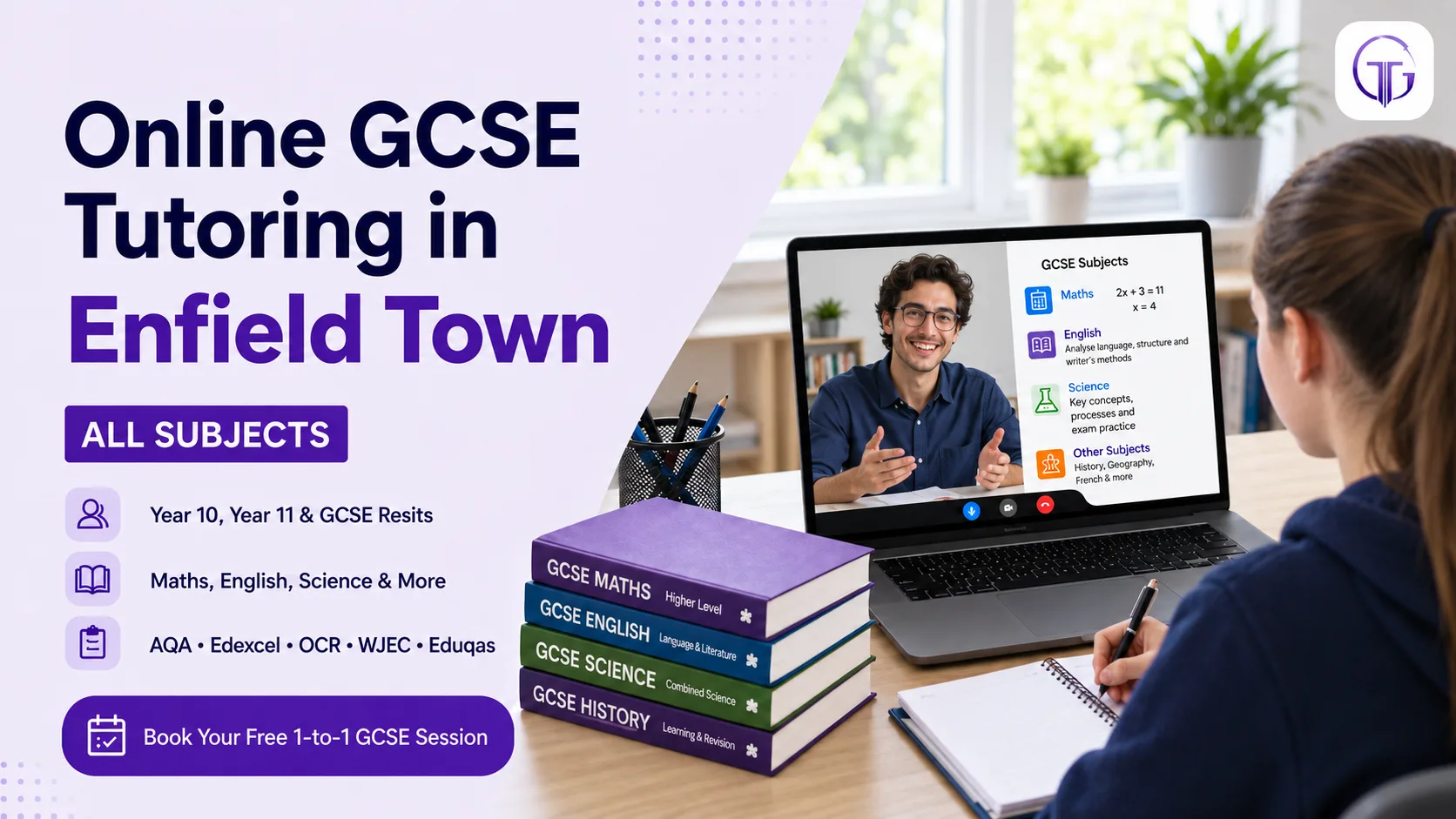 Online GCSE tutoring in Enfield Town for Year 10, Year 11 and resit students