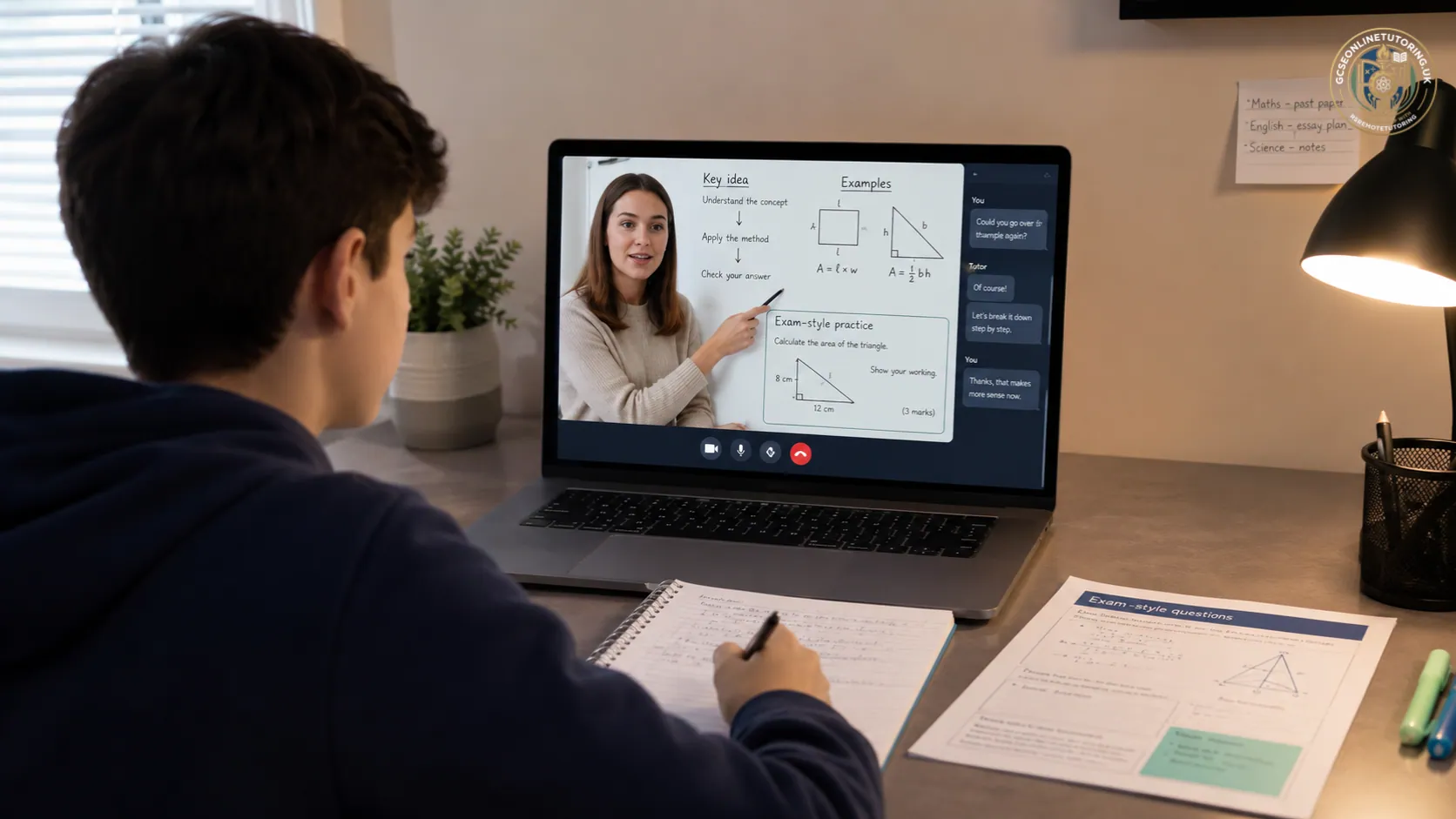 Online GCSE lesson with tutor support from home