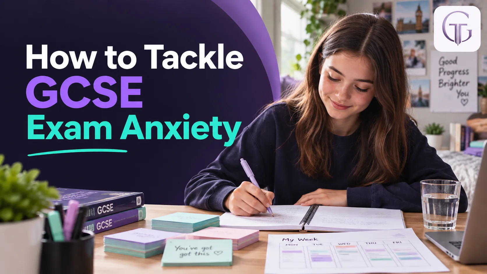 Student learning how to tackle GCSE exam anxiety with a clear revision plan