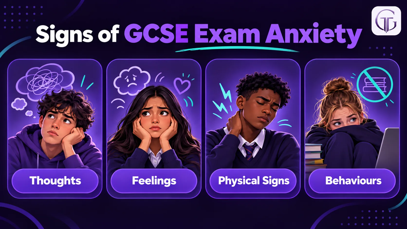 Common mental, emotional, physical and behavioural signs of GCSE exam anxiety