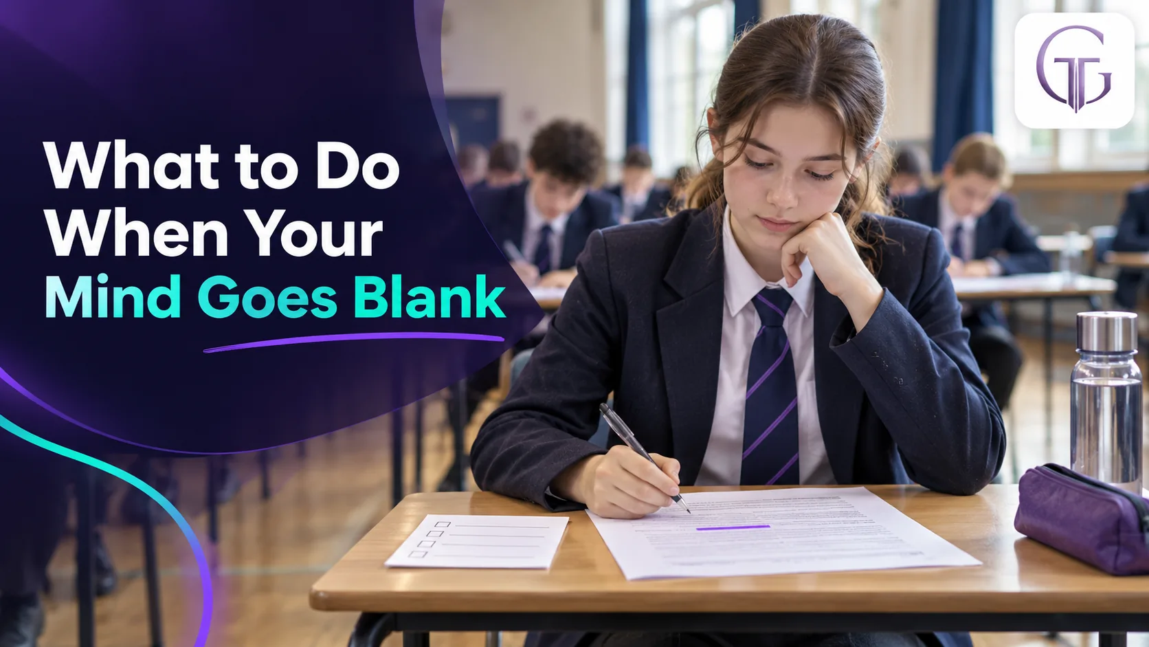 Student using a calm reset when their mind goes blank in a GCSE exam